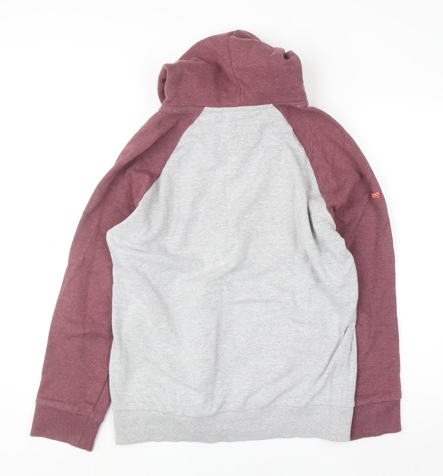 Superdry Men's Grey Burgundy Pullover Hoodie Size M Graphic Sweatshirt