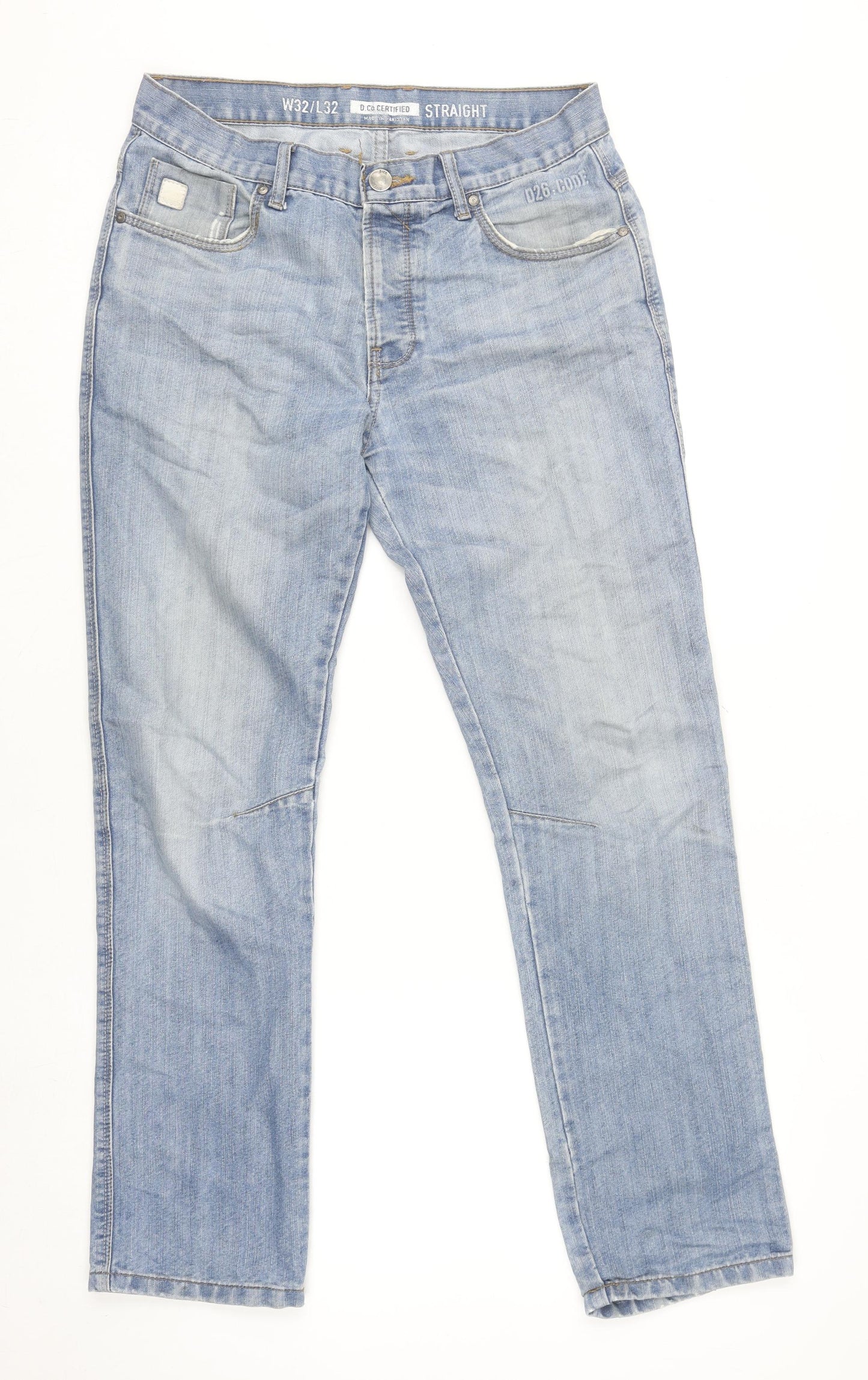 D26 Code Men’s Light Blue Straight Fit Jeans W32 L32 Cotton Blend