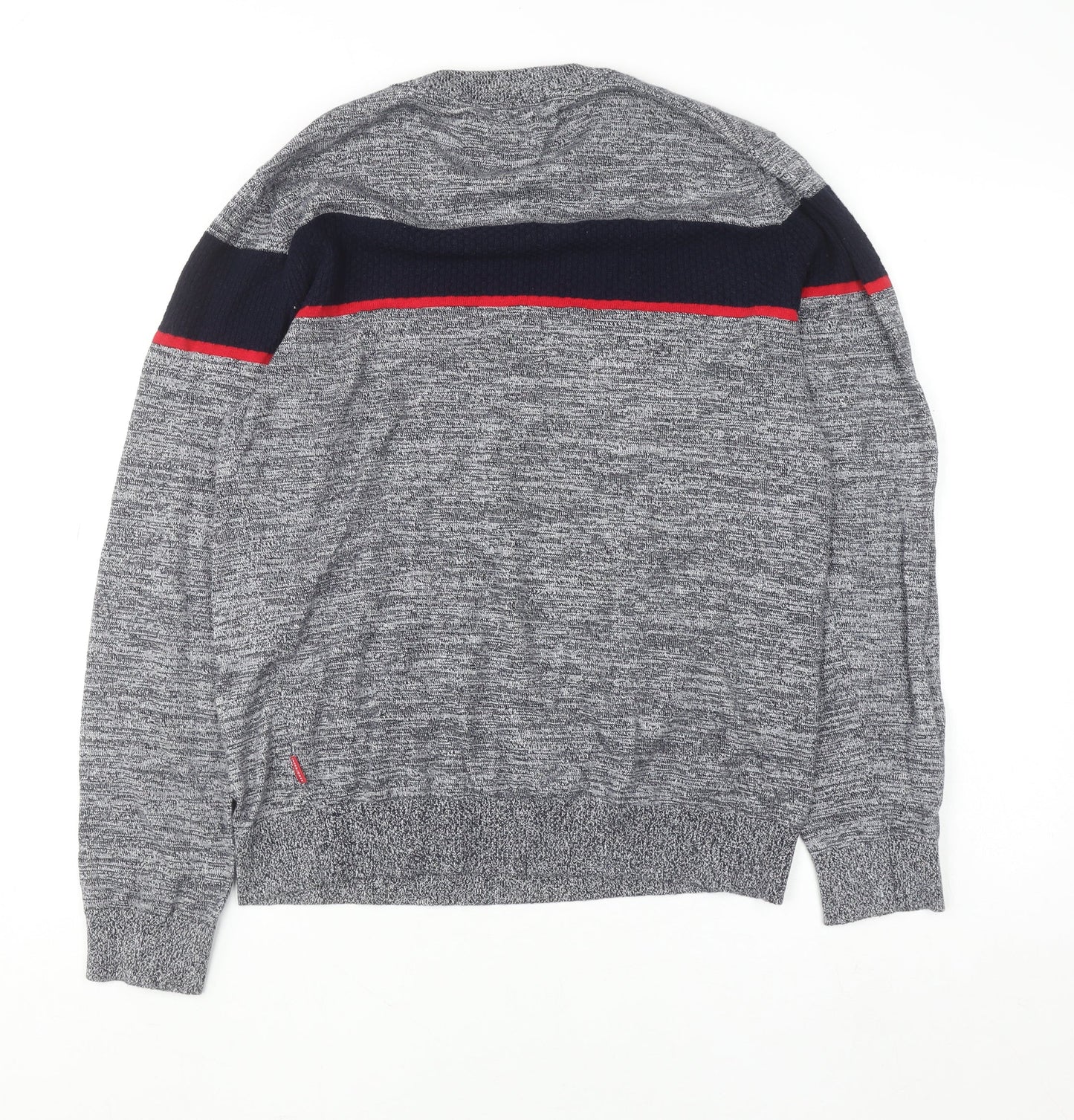 Jack & Jones Men's Grey Cotton Crew Neck Pullover Jumper M