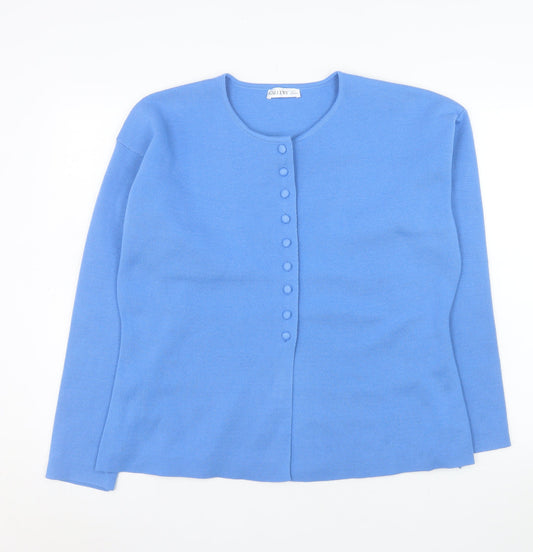 Gallery Women Blue Knit Button Basic Jacket L