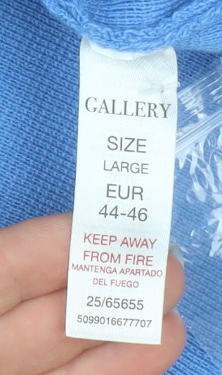 Gallery Women Blue Knit Button Basic Jacket L