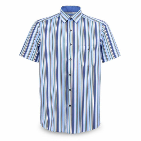 Daniel Grahame Drifter Men's Blue Striped Short Sleeve Cotton Shirt M