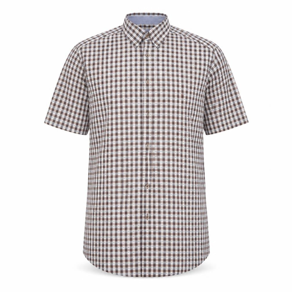 DG’s Drifter Men’s Brown Checked Short Sleeve Button-Up Shirt M