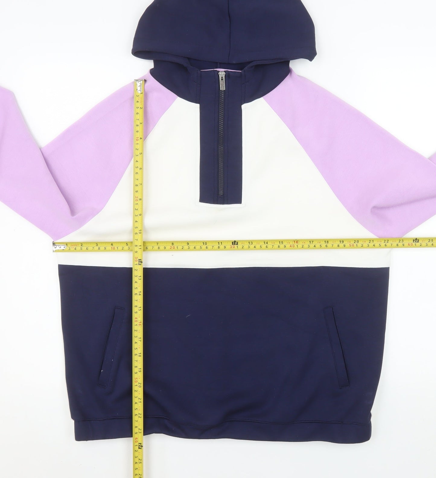 Dunnes Women’s Lilac Navy Colourblock 1/4 Zip Hoodie Size S