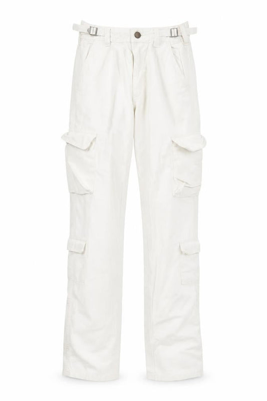 Stradivarius Women’s White Cargo Jeans Size 4 Regular Fit Cotton