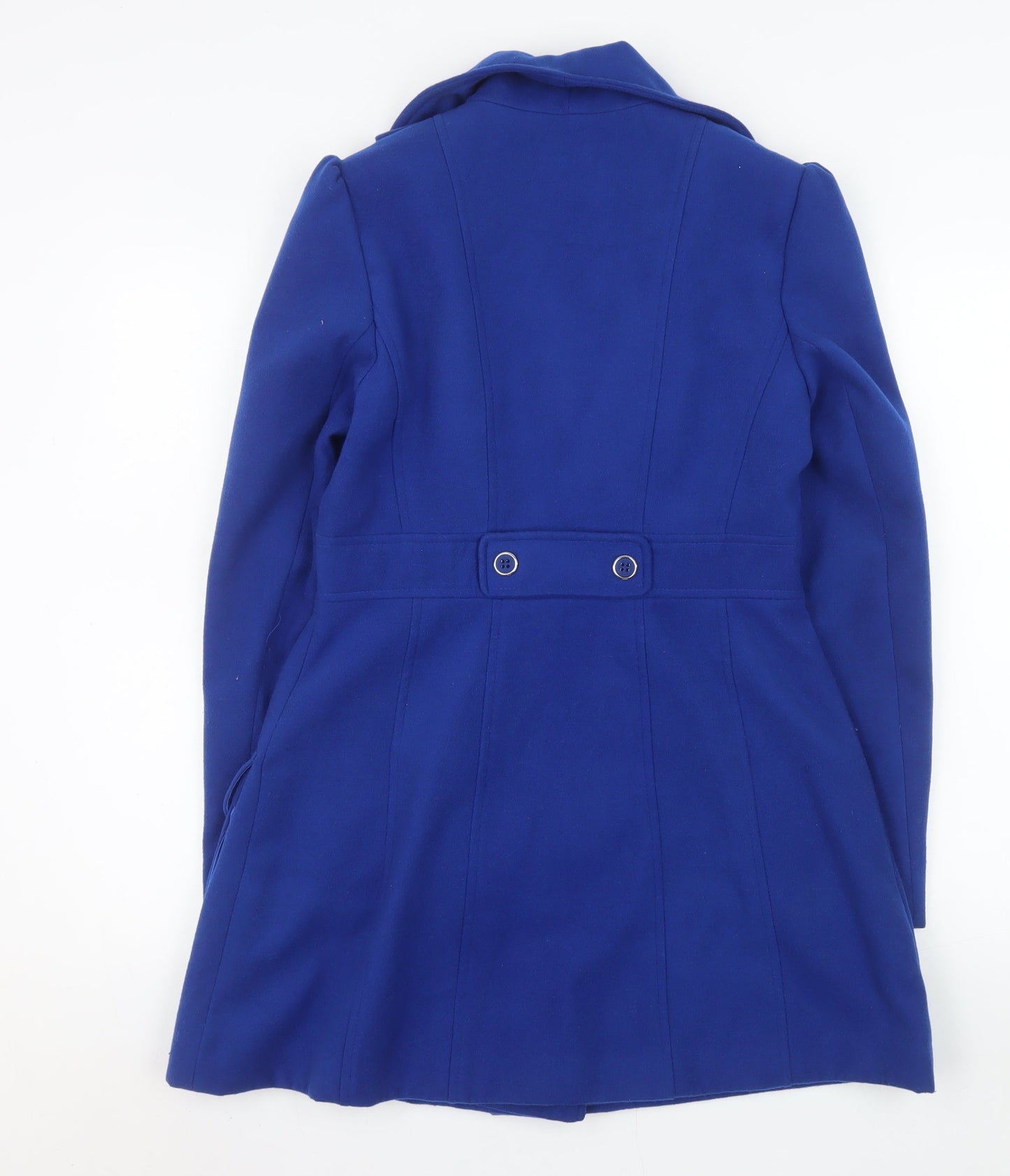 Atmosphere Women's Blue Ruffle Button Coat Size 10 Double-Breasted