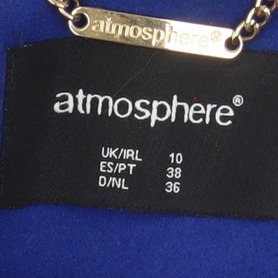 Atmosphere Women's Blue Ruffle Button Coat Size 10 Double-Breasted