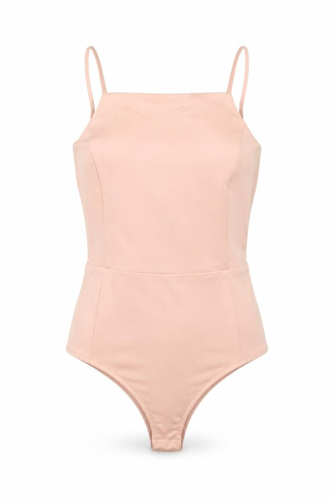 Honey Punch Womens Beige Bodysuit Jumpsuit S Polyester Blend