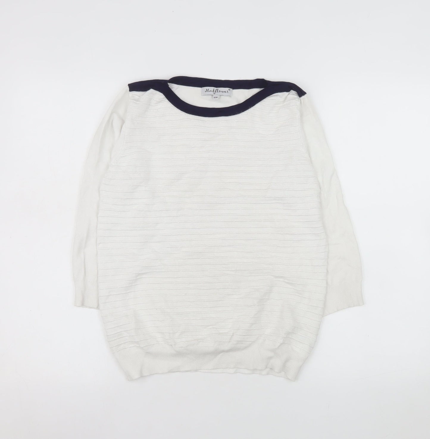 Mudflower Women’s Ivory Crew Neck Long Sleeve Pullover Jumper S