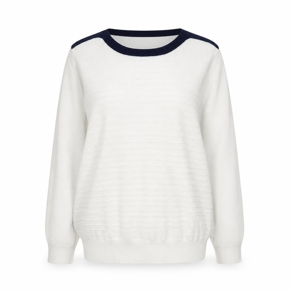 Mudflower Women’s Ivory Crew Neck Long Sleeve Pullover Jumper S
