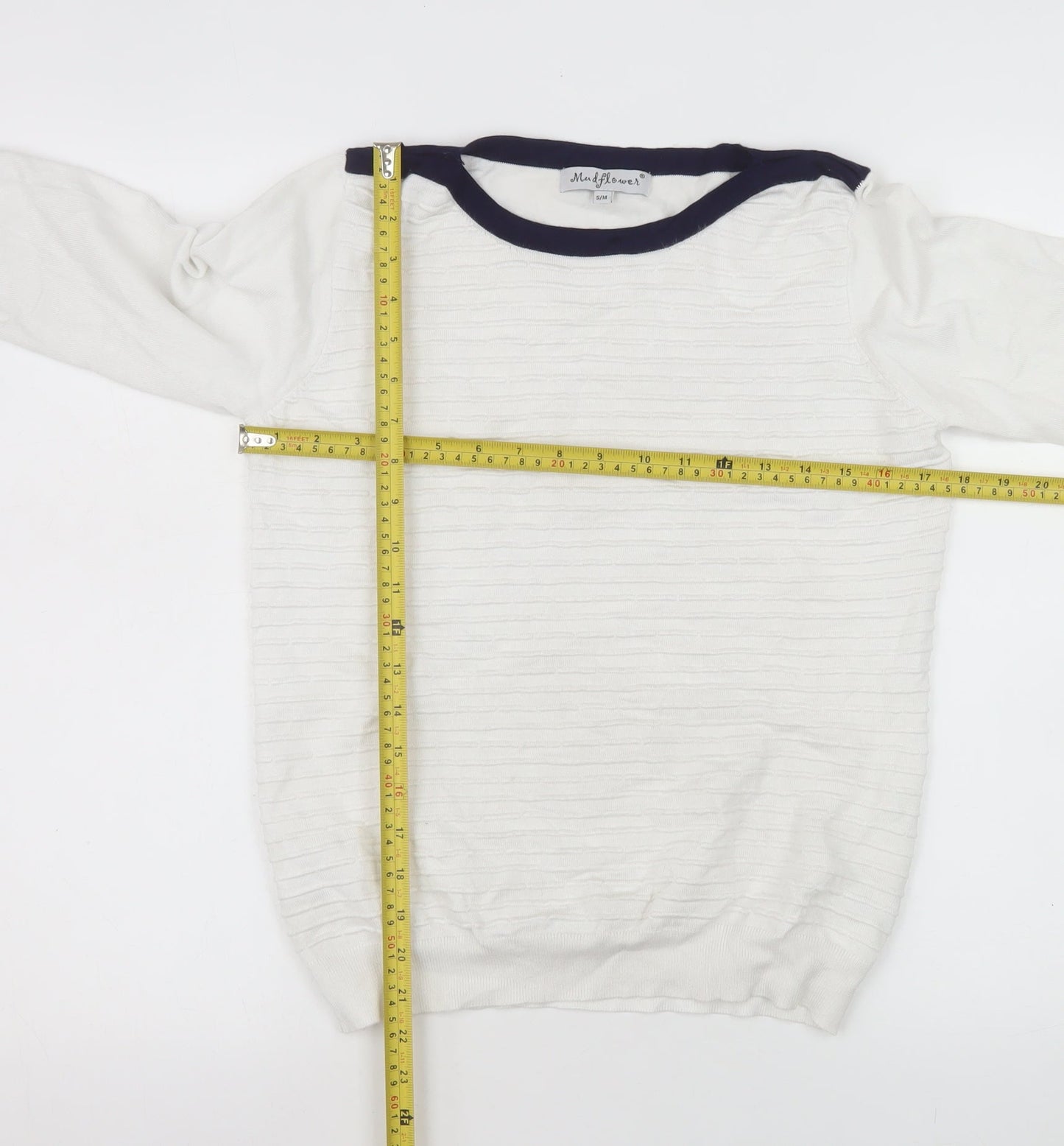 Mudflower Women’s Ivory Crew Neck Long Sleeve Pullover Jumper S