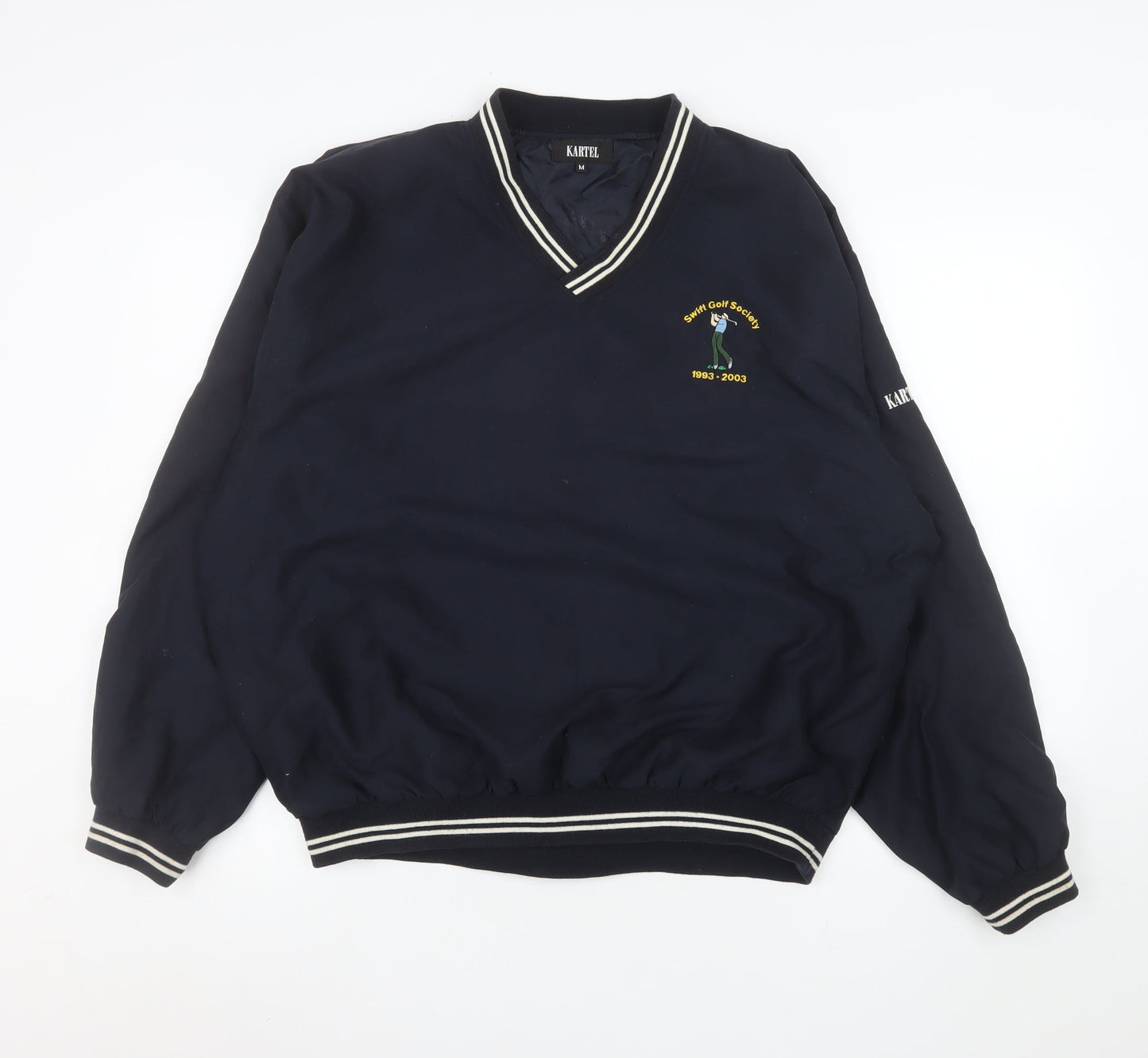 Kartel Men's Blue V-Neck Golf Society Pullover Sweatshirt M