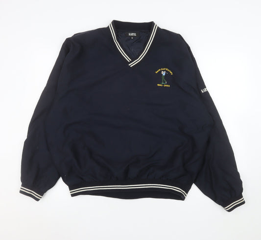Kartel Men's Blue V-Neck Golf Society Pullover Sweatshirt M