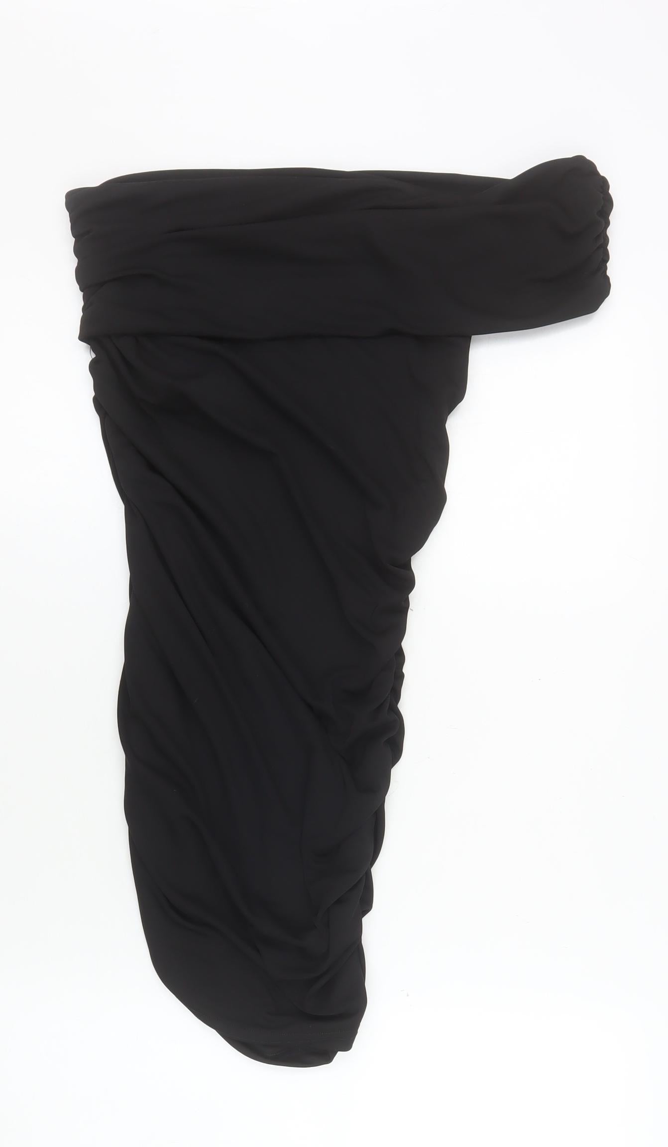 Primark Women’s Black One Shoulder Ruched Bodycon Dress Size S