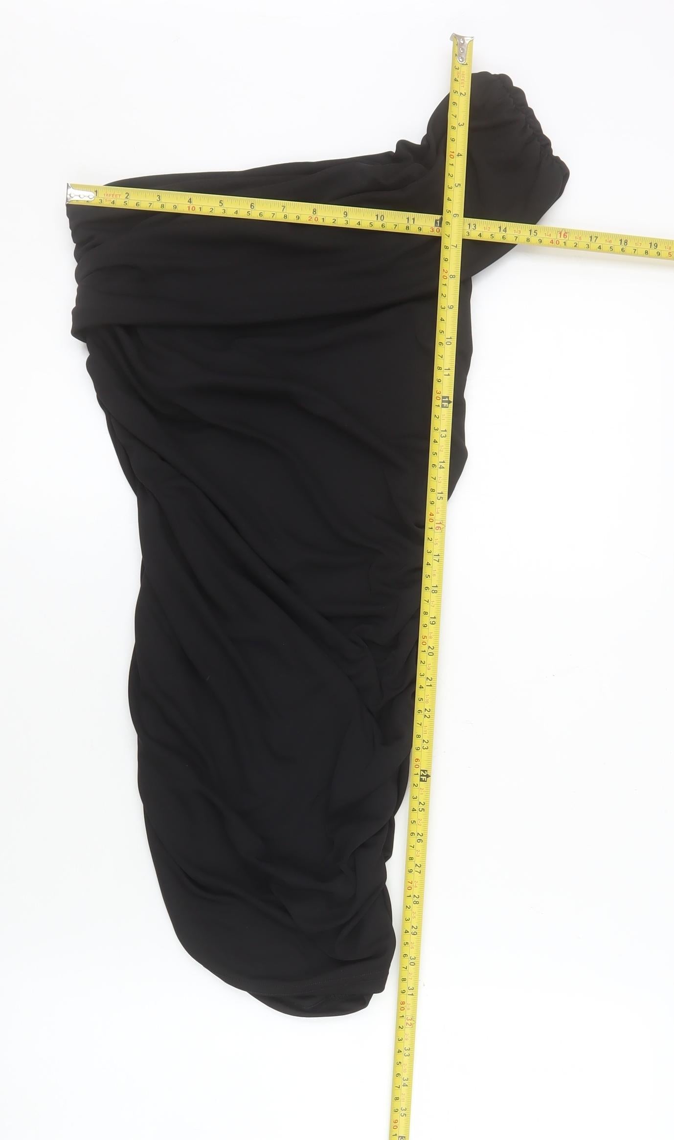 Primark Women’s Black One Shoulder Ruched Bodycon Dress Size S