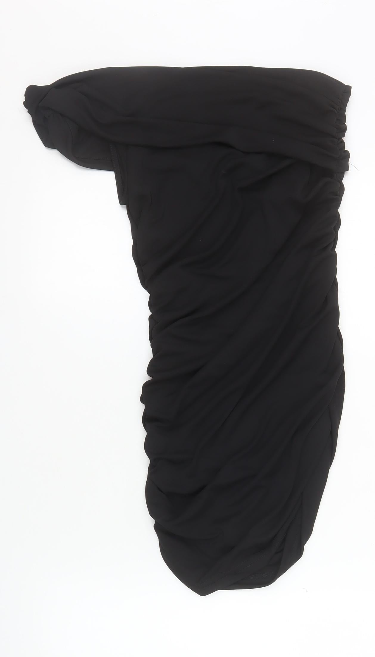 Primark Women’s Black One Shoulder Ruched Bodycon Dress Size S