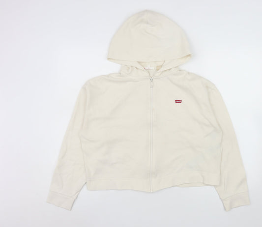Levi's Women's Ivory Small Cropped Full Zip Hooded Jacket