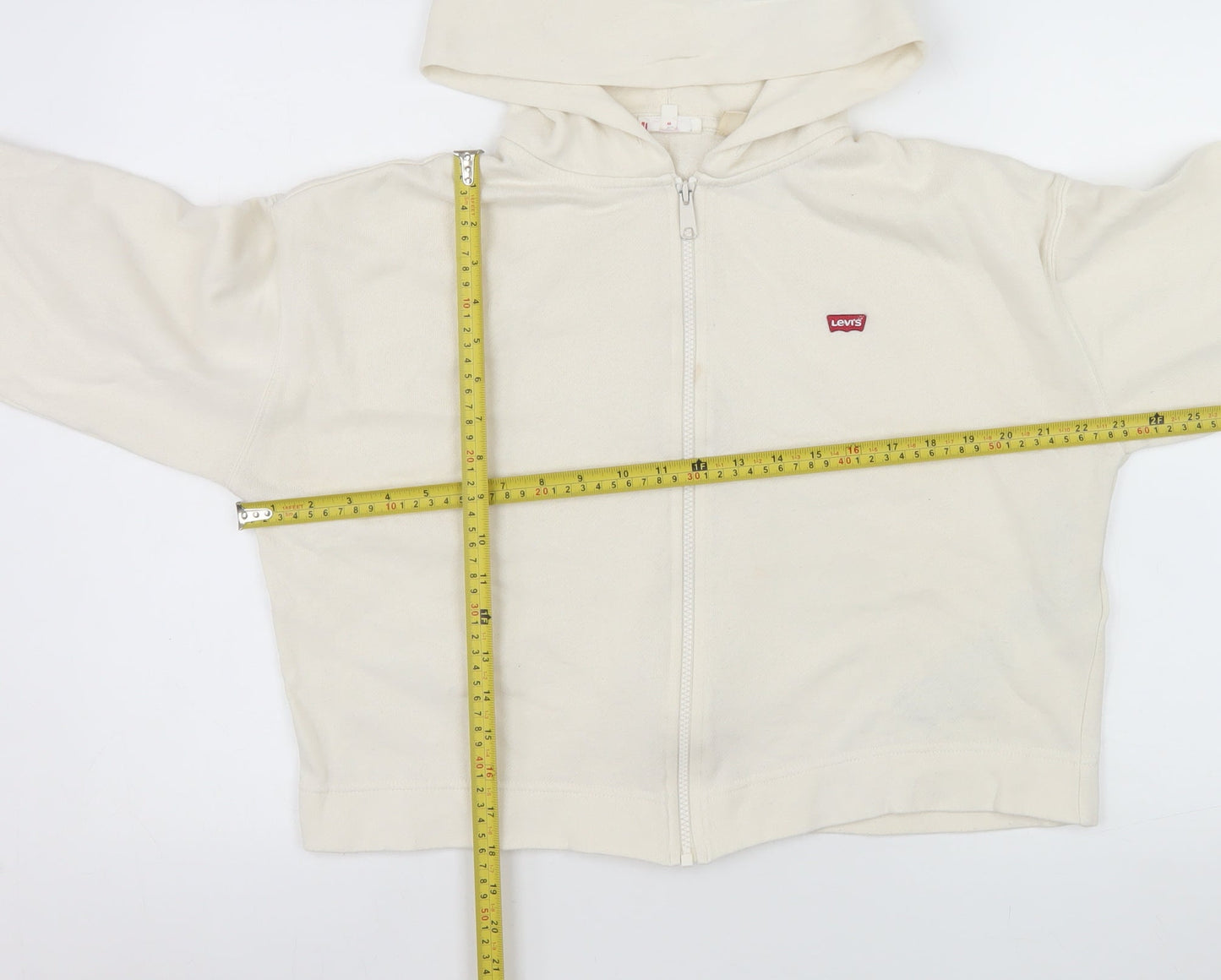 Levi's Women's Ivory Small Cropped Full Zip Hooded Jacket