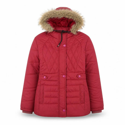 Nitesh Fashion Women’s Red Faux Fur Hooded Puffer Jacket Size 8