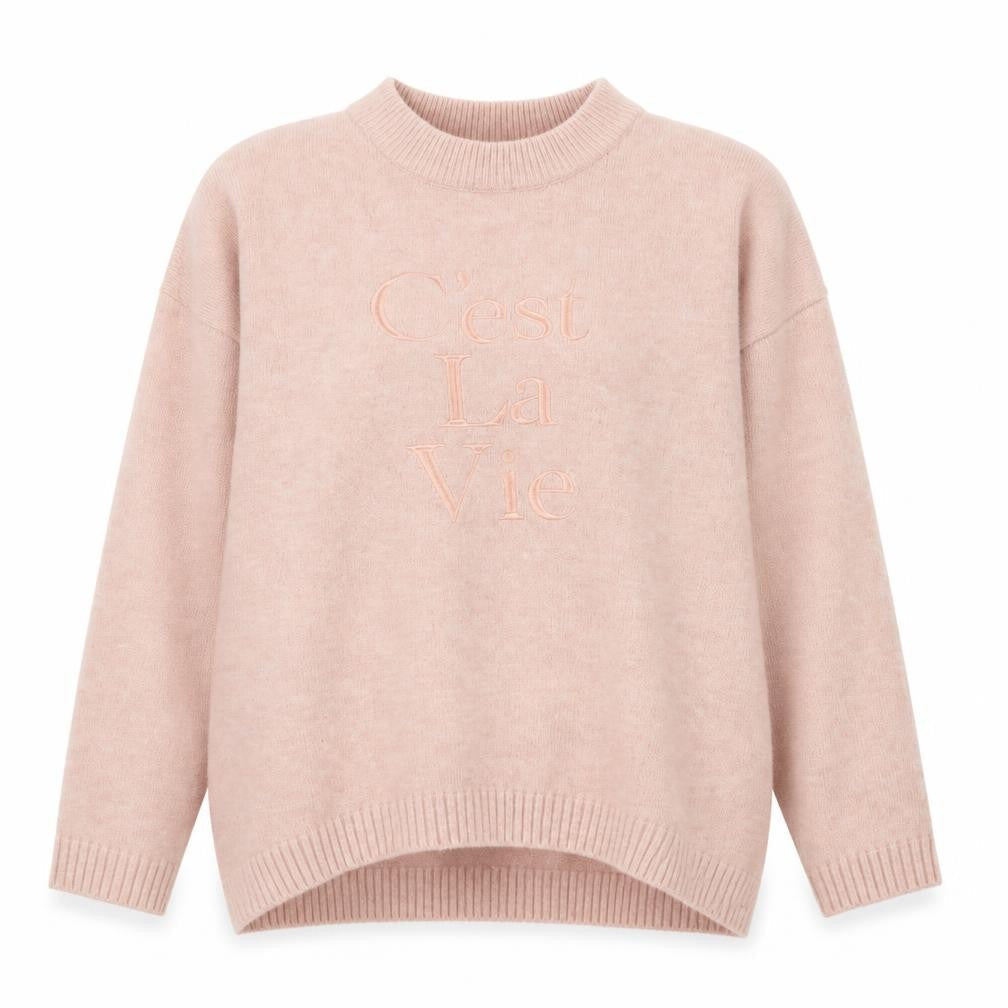 New Look Women Pink Embroidered Mock Neck Pullover Jumper Size S