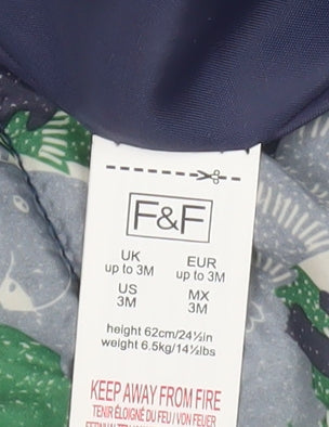 F&F Unisex Baby Multicoloured Animal Print Hooded Snowsuit 0-3 Months