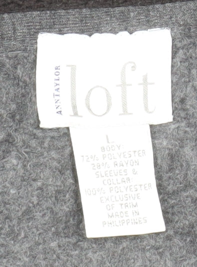Ann Taylor Loft Unisex Grey Fleece 1/4 Zip Pullover Sweatshirt L
