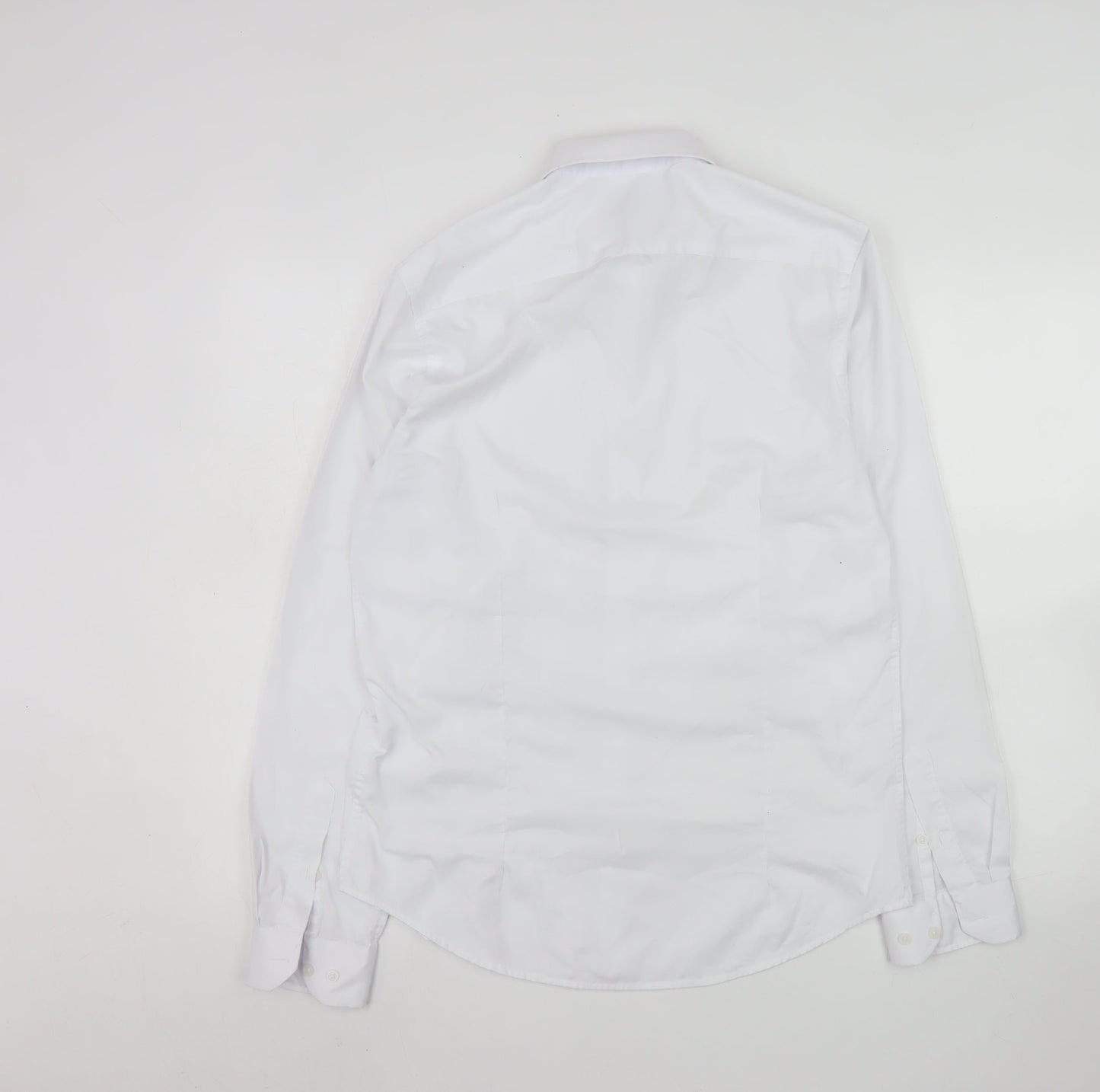 Yves Enzo Men's White Slim Fit Long Sleeve Dress Shirt M 39cm