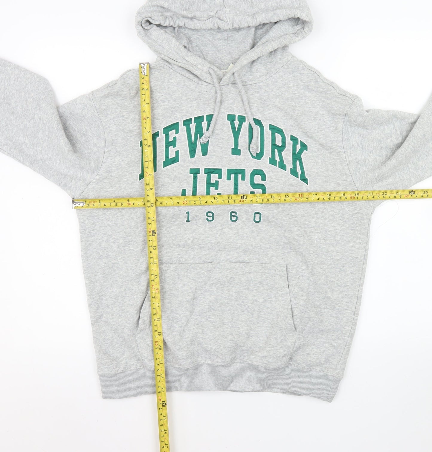 H&M Womens Grey New York Jets 1960 Hooded Pullover Hoodie XS