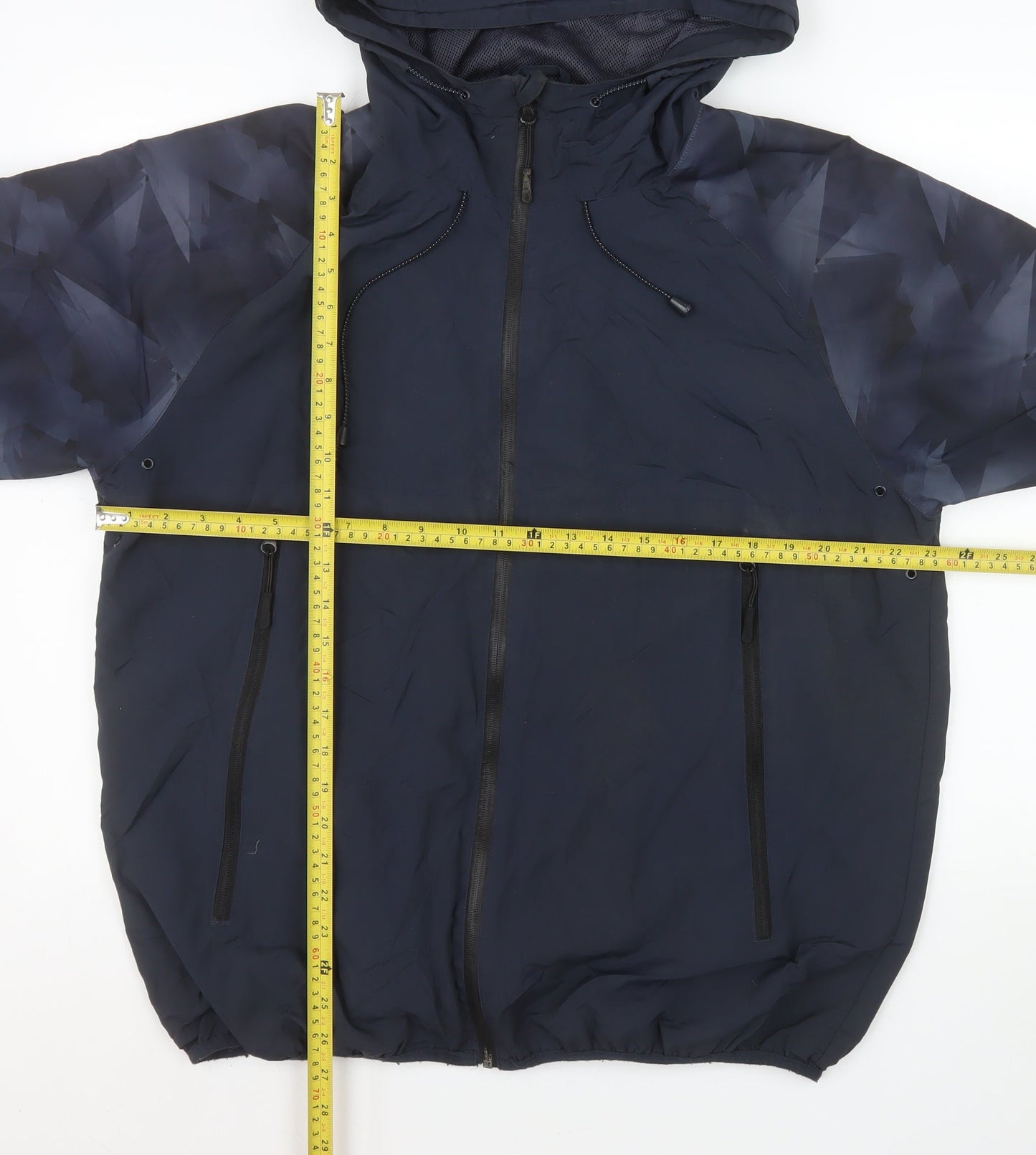 Primark Men’s Blue XL Windbreaker Hooded Jacket Lightweight Nylon