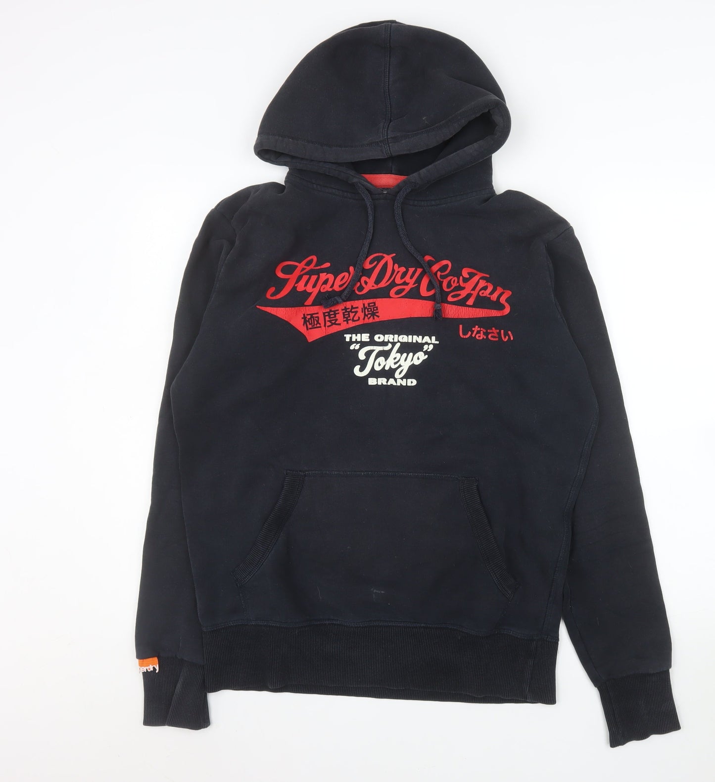 Superdry Men's Black Pullover Hoodie M Graphic Tokyo Logo Sweatshirt