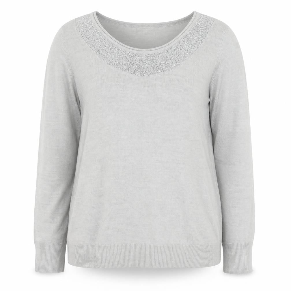 Marks & Spencer Women’s Grey Beaded Scoop Neck Jumper Size 18