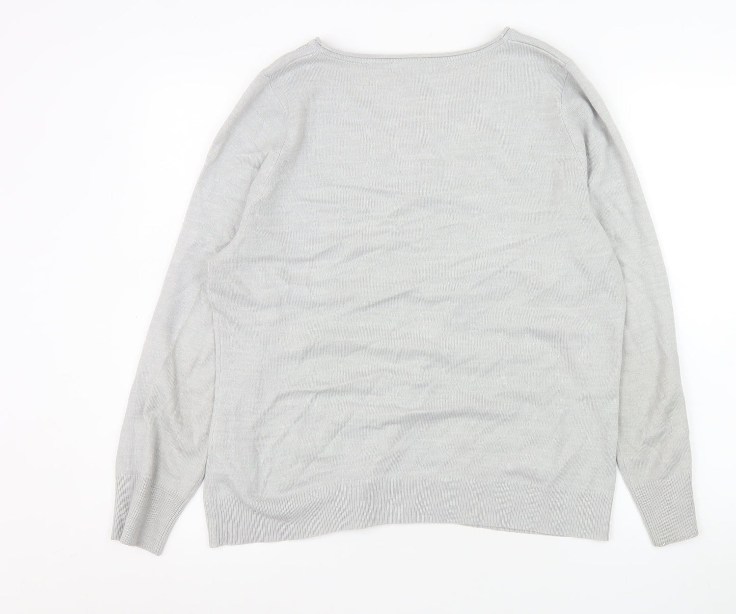Marks and Spencer Women’s Grey Beaded Scoop Neck Jumper Size 18