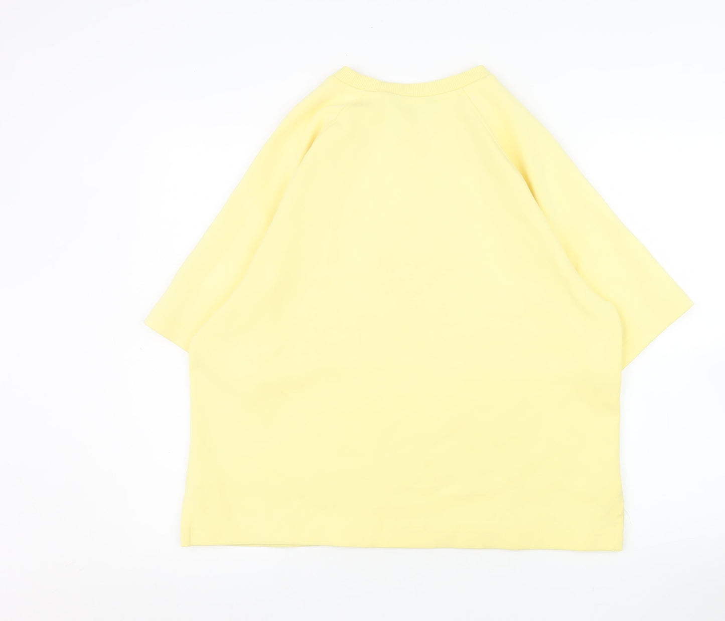 F&F Women Yellow Crew Neck 3/4 Sleeve Cotton Blend T-Shirt Size M
