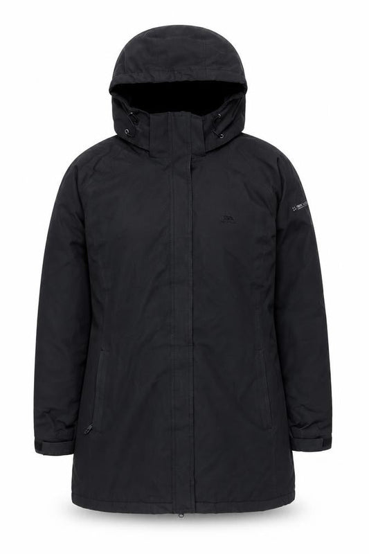 Trespass Womens Black 2XL Waterproof Parka Coat Hooded Long Sleeve