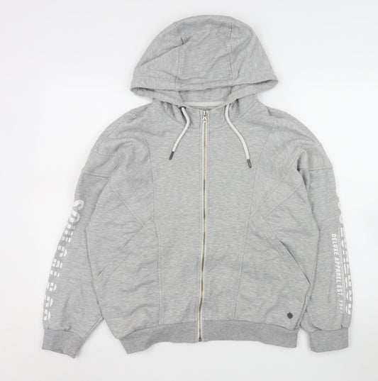 SoulCal & Co Men’s Grey Hooded Full Zip Jersey Jacket Medium