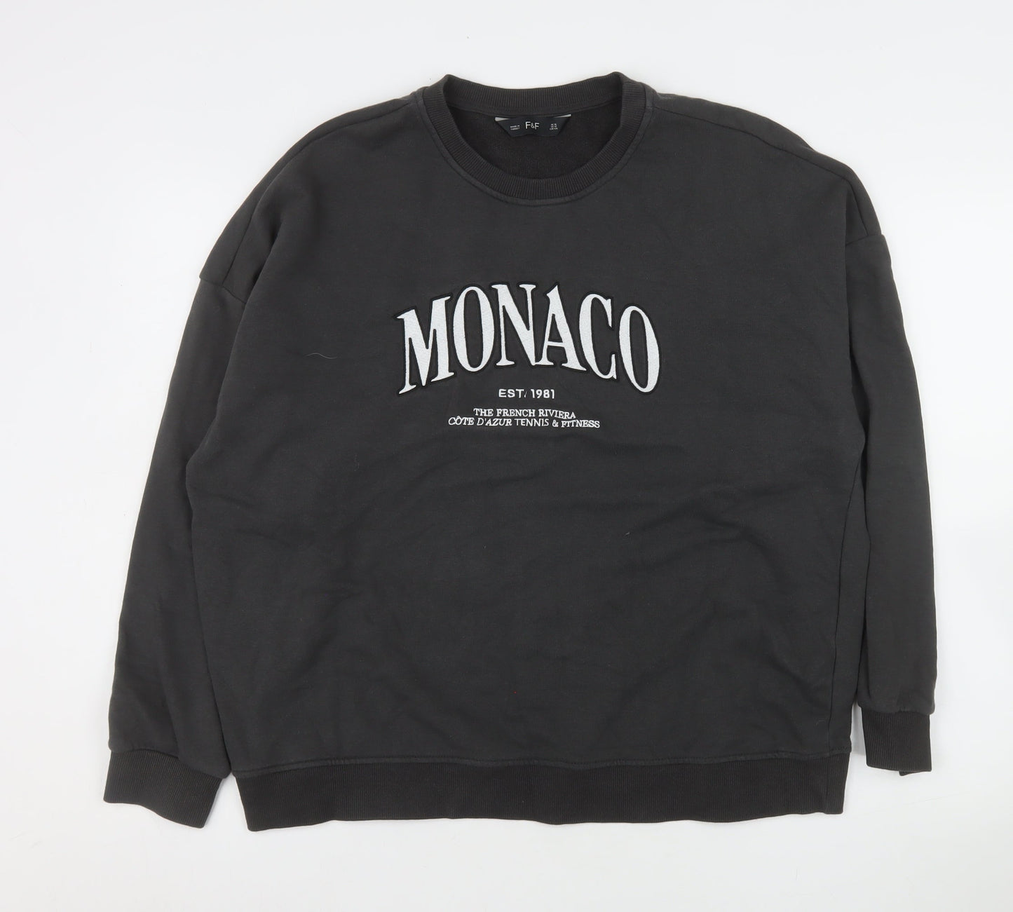 F&F Women's Black Monaco Graphic Pullover Sweatshirt Size 16