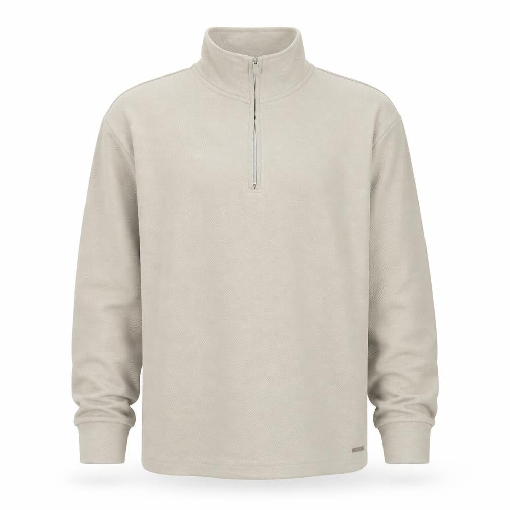 River Island Men's Beige 1/2 Zip Mock Neck Sweatshirt Size M