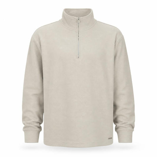 River Island Men's Beige 1/2 Zip Mock Neck Sweatshirt Size M