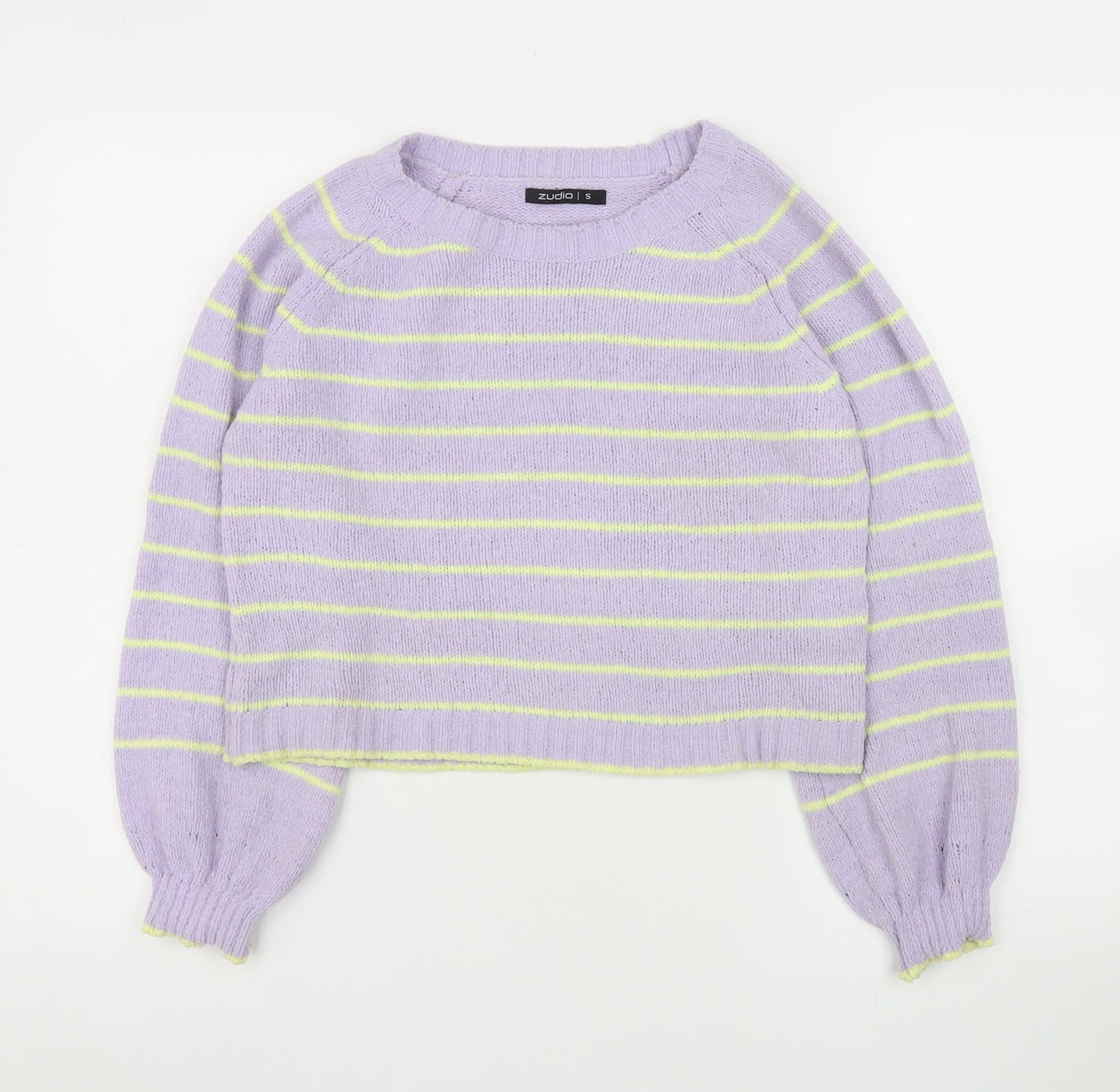 Zudio Women’s Purple Striped Crew Neck Knit Jumper Size S