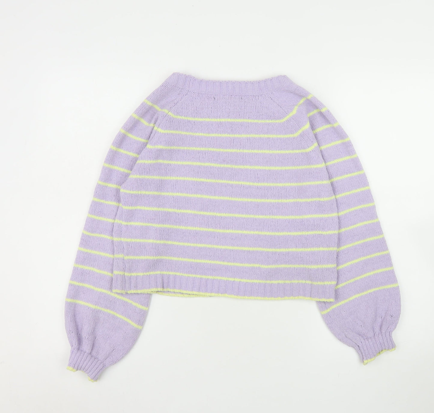 Zudio Women’s Purple Striped Crew Neck Knit Jumper Size S