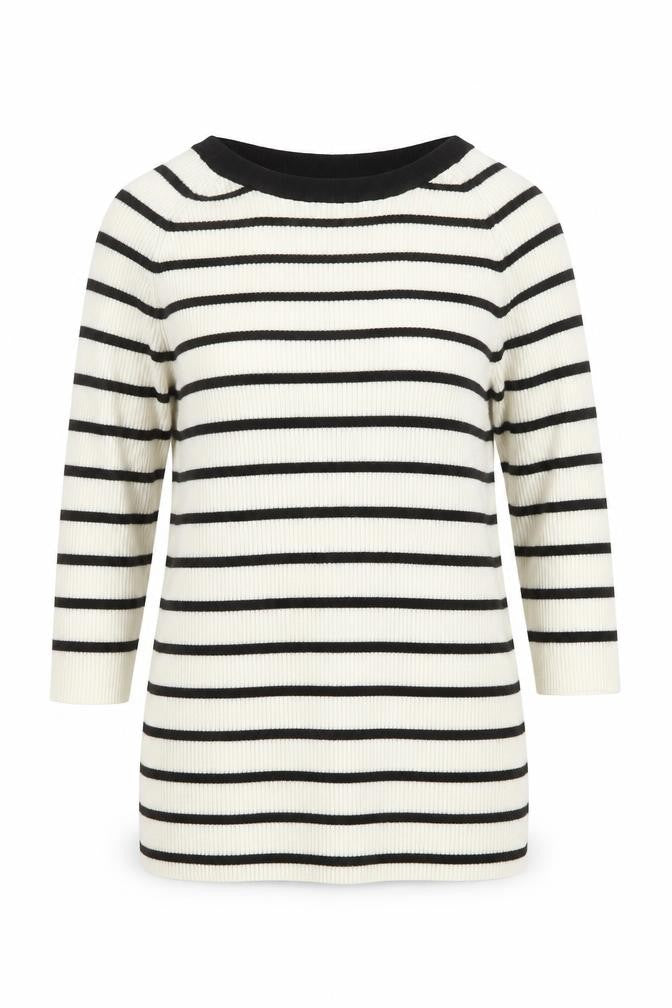 Zara Women Ivory Black Striped Knit Pullover Jumper Size M 12