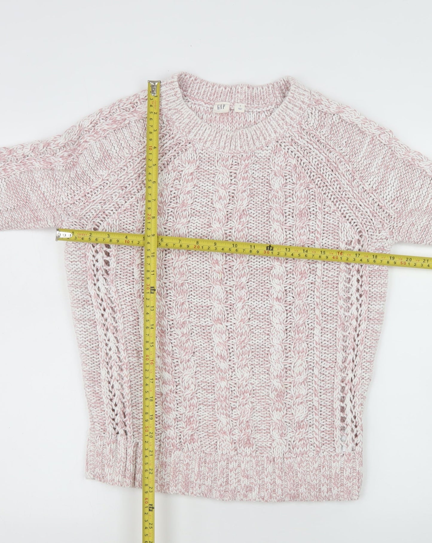 GAP Womens Pink Cable Knit Cotton Blend Jumper Size S