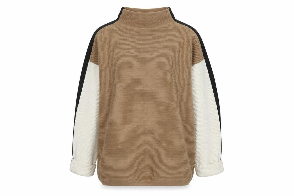 M&Co Women’s Beige High Neck Cotton Knit Jumper Size 14