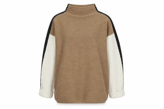 M&Co Women’s Beige High Neck Cotton Knit Jumper Size 14