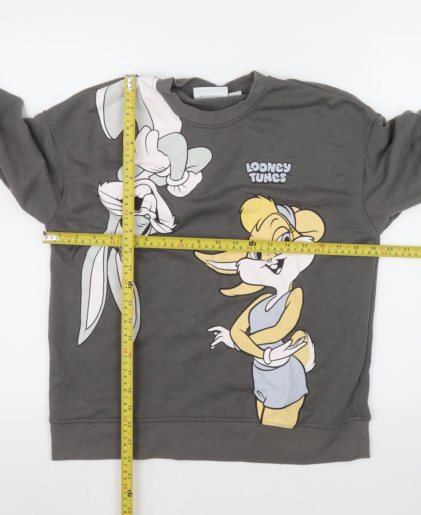 Looney Tunes Women's Grey Pullover Sweatshirt XS Bugs Bunny Lola Bunny Graphic
