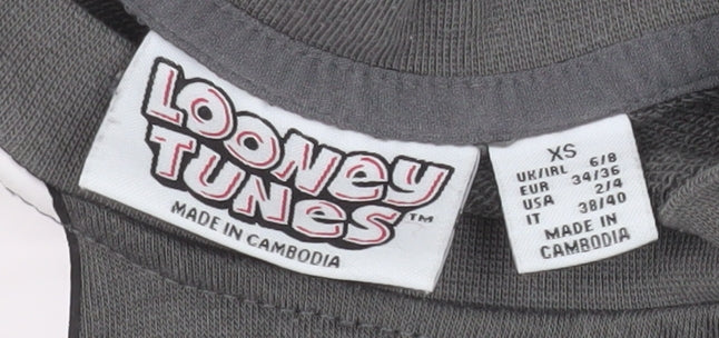 Looney Tunes Women's Grey Pullover Sweatshirt XS Bugs Bunny Lola Bunny Graphic