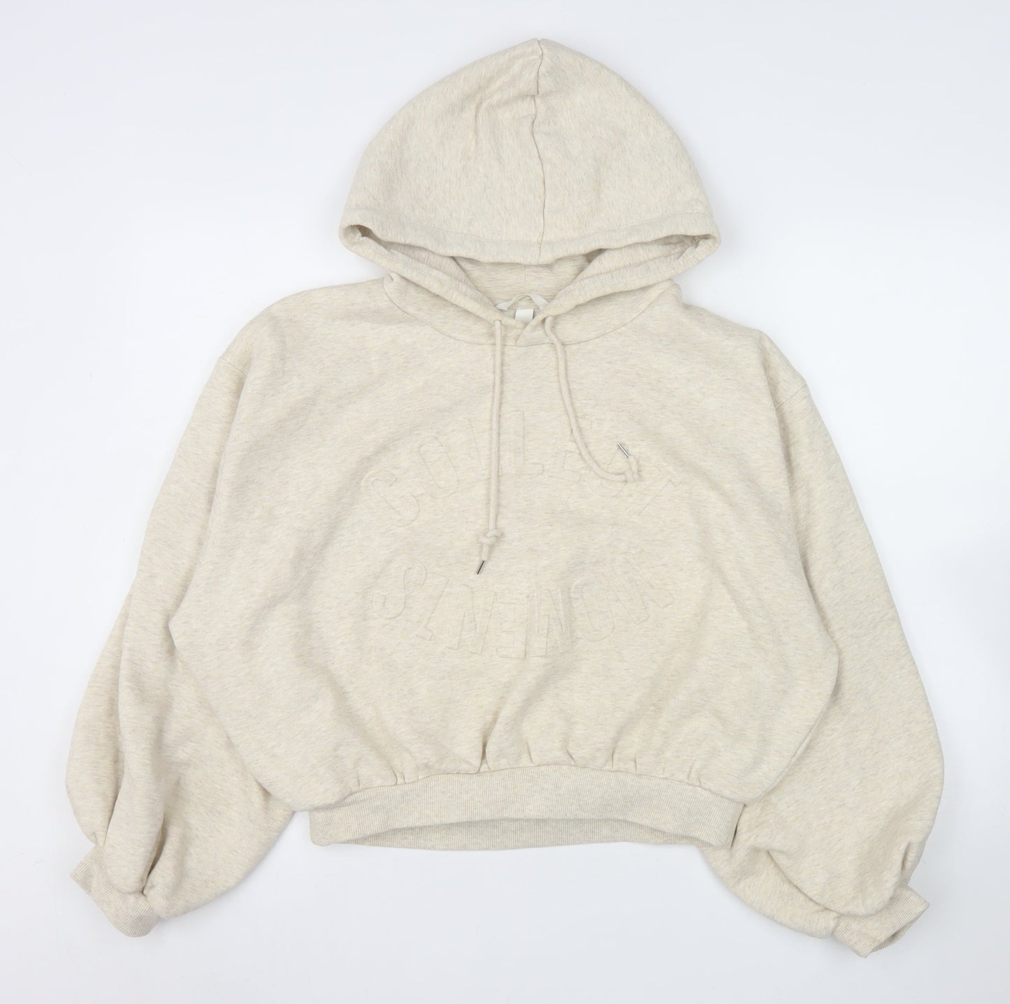 H&M Women’s Beige Pullover Hoodie Medium 60% Cotton Relaxed Fit
