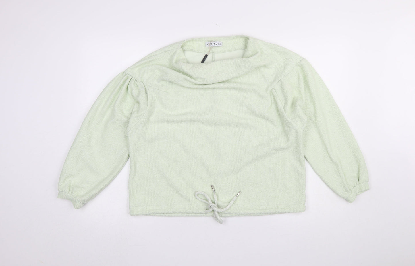 Gallery Women Green Drawstring Cowl Neck Pullover Sweatshirt L
