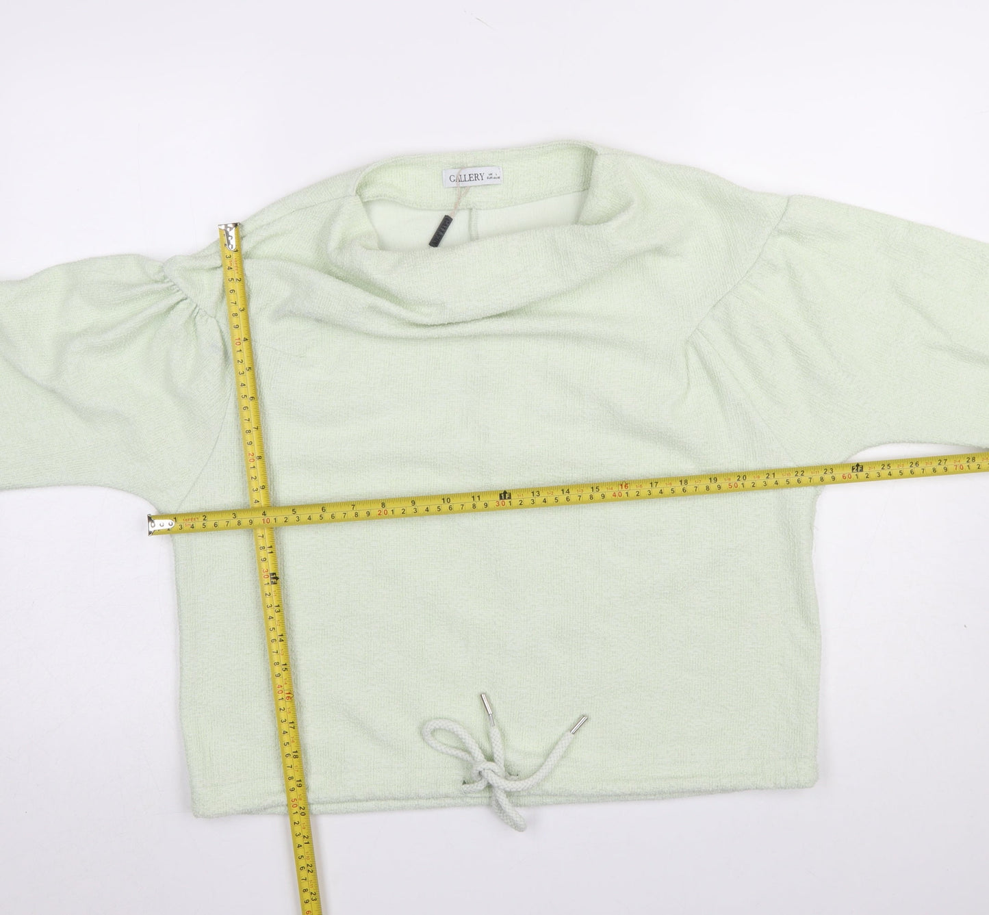 Gallery Women Green Drawstring Cowl Neck Pullover Sweatshirt L
