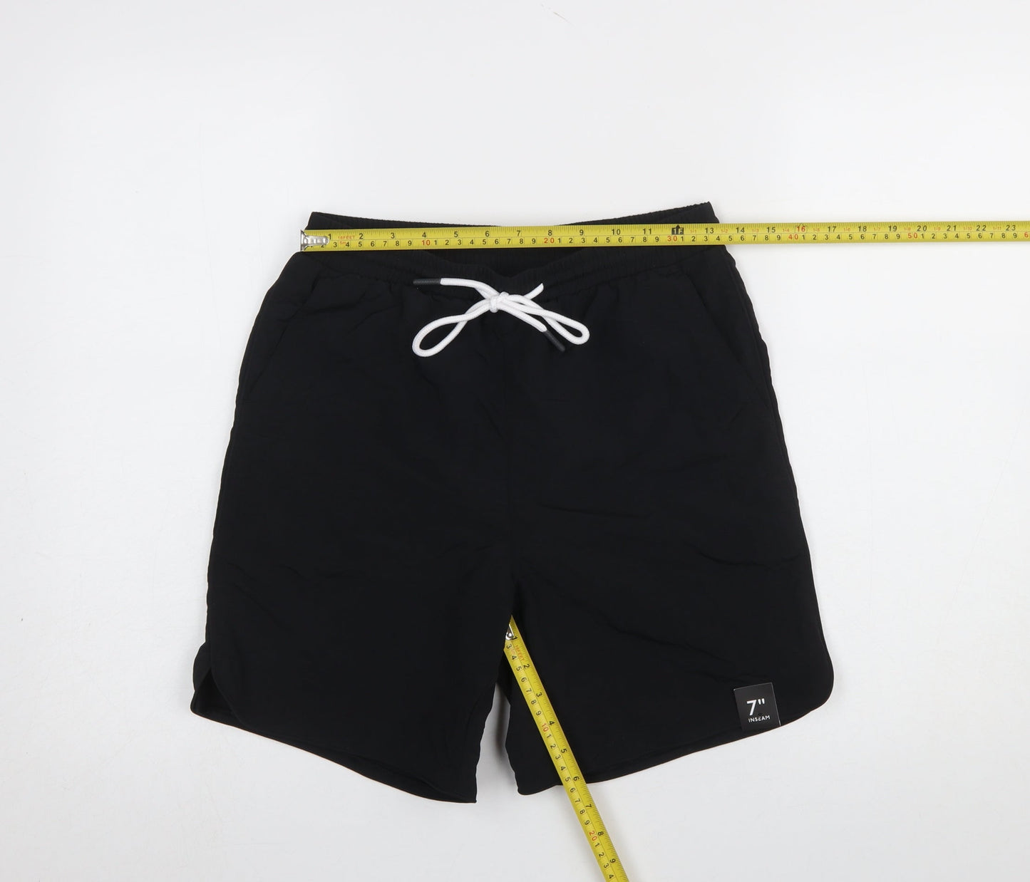 No Boundaries Men's Black XS Swim Shorts Elastic Waist 7in Quick Dry